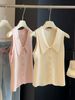 Women's High-End Polo Collar Ice Silk Knitted Vest Sleeveless Top Slim Fit Lapel New Summer Style_ecoleips.com