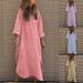 Elegant Solid Color Asymmetrical Maxi Dress With Button Details And Pockets For Women Versatile Solid Colors_ecoleips.com