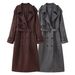 British-Inspired Belted Trench Coat – Oversized Double-Breasted Wool Blend, Longline (S-L, Stone Grey/Taupe)_ecoleips.com