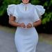 Women's Clothing Fashionable And Elegant Elegant Semi-High Neck Beaded Lace Bodycon Dress | Slim Fit Sexy Pencil Dress For Women_ecoleips.com