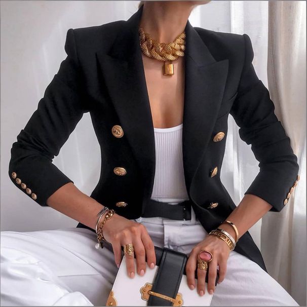 Women's Clothing Women's Solid Color Casual Suit Short Jacket Fashion Autumn Winter Clothing Long Sleeve For Formal & Casual For Women_ecoleips.com