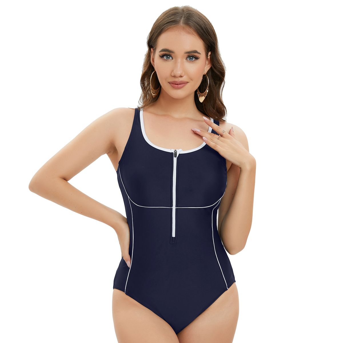 Women's Clothing Backless One Piece Women's Swimwear Conservative Sports And Racing Triangle Pattern For Women_ecoleips.com