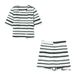 INS Fashion Casual Round Neck Striped Slim Fit Short Sleeve Top And Skirt Set For Women 2025 New Style_ecoleips.com