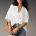Women's Summer Short-Sleeved Collared Casual Loose Top Solid Color Shirt_ecoleips.com