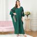 Modest Luxury Abaya Dress Gold Embroidery & Batwing Sleeves (Breathable Polyester, Versatile One-Size Flow For Prayer & Evening Gatherings)_ecoleips.com