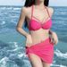 Women's Clothing Beach Vacation Pink Pink Rose Red Bikini Swimsuit Women's Steel Support Gathered Big And Small Breasts Sexy Three Point Swimsuit_ecoleips.com