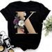 Summer Floral Print Round Neck Simple Retro Cartoon Plus Size Women's T-Shirt_ecoleips.com