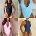 Women's Clothing Solid Color Zipper Sleeveless Surfing Suit One Piece Swimsuit_ecoleips.com