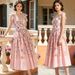 Women's Slim Fitting Halter Dress Retro Style Heart Shaped Neckline Bow Tie Slimming Beach Vacation Dress_ecoleips.com