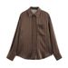 Women's Fashion Casual Striped Satin Textured Shirt Pants Set Spring And Summer_ecoleips.com