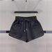 Women's Clothing Casual Sports Home Shorts Elastic Waist Versatile Drawstring Loose Slim A Line Wide Leg Hot Pants_ecoleips.com