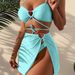 Aria Basics New European And American Foreign Trade Swimwear, Solid Color, Strapless, Heart-shaped, Sexy Three-piece Skirt-style_ecoleips.com