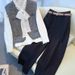"Elegant Tweed Vest Set – Chic Long-Sleeve Blouse & Matching Pants (S-2XL, Sophisticated Office Wear)"_ecoleips.com