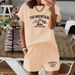 Women's Clothing Casual Round Neck Short Sleeve T-Shirt And Shorts Tracksuit Print Lingerie Set_ecoleips.com