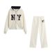 Women's Preppy Style Velvet Pant Set European American Fashion Sweatshirt And Trouser Combo New 2026_ecoleips.com