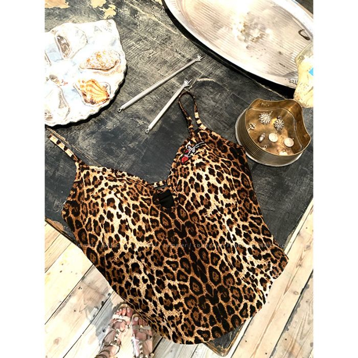ng2510292 Trendy Slim-fit Camisole For Hot Girls, New Summer American-style Top, Slimming Hollow-out Base Shirt With Leopard_ecoleips.com