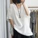 Solid Color Artistic Vintage Minimalist V-Neck Short-Sleeve Top, Summer Loose Skin-Covering T-Shirt, Half-Cardigan With_ecoleips.com