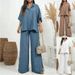 Women’s Casual Loose-Fit Solid Color Shirt Set – Trendy Spring/Summer Two-Piece Outfit_ecoleips.com