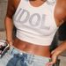 IDOL Rhinestone Letter Pattern Print 2024 Sexy Summer White Cute Y2k Aesthetic Harajuku Sleeveless Crop Top Tank Tops Streetwear_ecoleips.com
