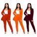 Women's Clothing Women's Elegant Casual Two Piece Suit Set OL Fashion European American Style Long Sleeved Trousers Professional_ecoleips.com