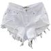 White Denim Sexy Low Waisted Ripped Hot Pants European Style Frayed Hem A Line Shorts Summer 2026 New Women's Clothing_ecoleips.com
