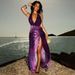 Women's Sexy Sleeveless Off-Shoulder Gradient Long Dress European American Style Halter Neck Slim Fitting Long Skirt_ecoleips.com