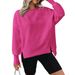 Women's Clothing Oversized Split Hem Crewneck Sweatshirt - Long Sleeve Casual Pullover With Drop Shoulder For Streetwear (Grey, Navy, Khaki, Black)_ecoleips.com