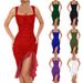 Women's Clothing New Suspender Dress Female Fashion Sexy Tight Pleated Mid Length Evening Dress_ecoleips.com