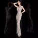 Women’s Clothing Champagne color evening dress spring banquet sequin fishtail slim sexy long skirt host annual meeting evening dress_ecoleips.com
