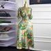 Women's Clothing Summer New Sweet And Fresh Print Puff Sleeve Square Collar High Waist Slim Dress Long Skirt_ecoleips.com