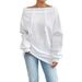 Autumn/Winter Women's Loose-Fitting One-Piece Hoodie With Drawable Shoulder Straps And Open-Shoulder Design_ecoleips.com