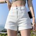 White Denim Shorts For Women, Autumn And Winter 2024 New Style, High-waisted, Slimming, Loose, Wide-leg, Trendy A-line_ecoleips.com