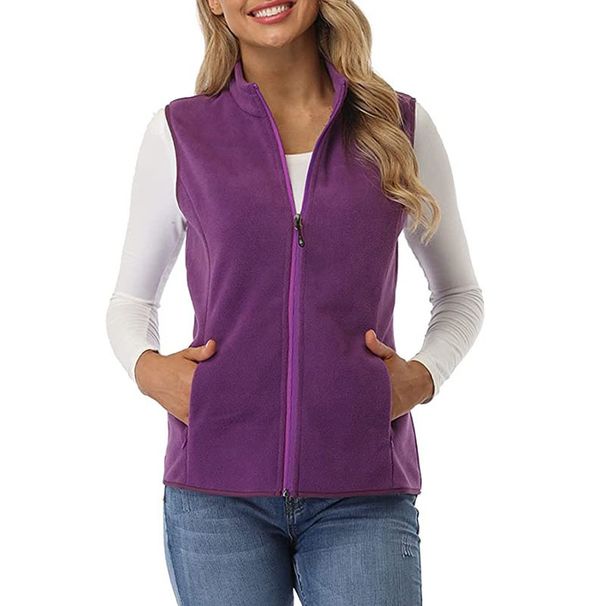 Aria Basics Cross-border Bestseller European And American Style Women's Vest, Soft Sleeveless Jacket, Stand-up Collar Fleece_ecoleips.com