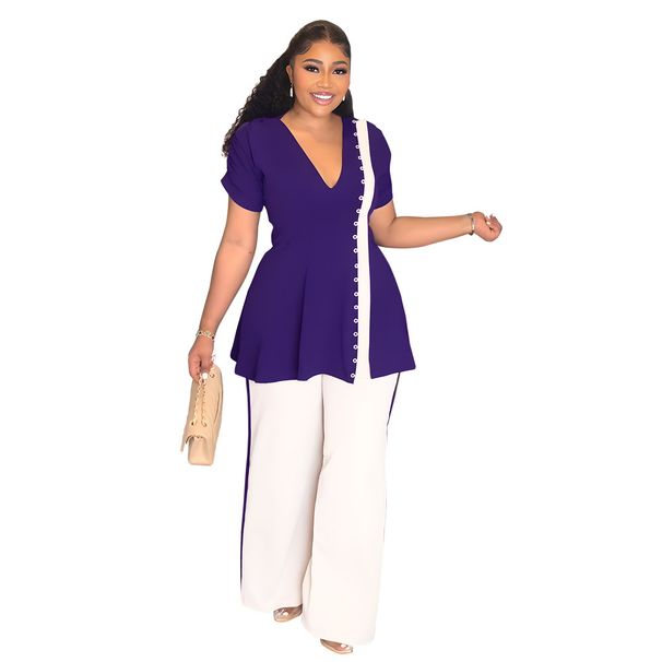 Women's Clothing Women's Casual Split Tops High Waist Trousers Two Piece Set_ecoleips.com