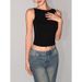 Women's Off-Shoulder Slim Fit Sleeveless T-Shirt Double Layer Comfortable Top European American Style Summer New 2025_ecoleips.com