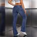 European And American Cross-border Women's Jeans, Stretchy, Fashionable, Simple, Dark Blue, Slim-fit, Versatile Flared_ecoleips.com