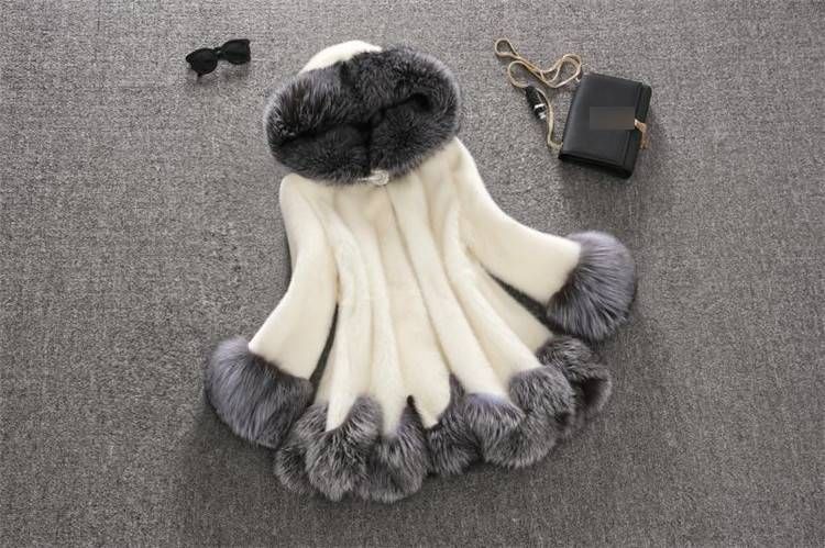 Women's Clothing Autumn And Winter Fur Coat Women's Mid Length Mink Fox Fur Collar Faux Fur Women's Coat_ecoleips.com
