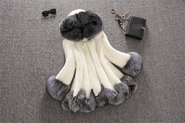 Women's Clothing Autumn And Winter Fur Coat Women's Mid Length Mink Fox Fur Collar Faux Fur Women's Coat_ecoleips.com