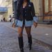 Stylish Women's Denim Blazer Jacket With Polyester-Spandex Blend, Casual Streetwear For Spring, Black & White Options (S-2XL)_ecoleips.com