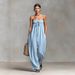 Spring/Summer Women's Strapless Bandeau Jumpsuit American Style Cotton Linen Blend Simple Clothing Trousers_ecoleips.com