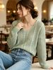 Cable Ribbed Knit Sweater, Lightweight Breathable Jumper_ecoleips.com