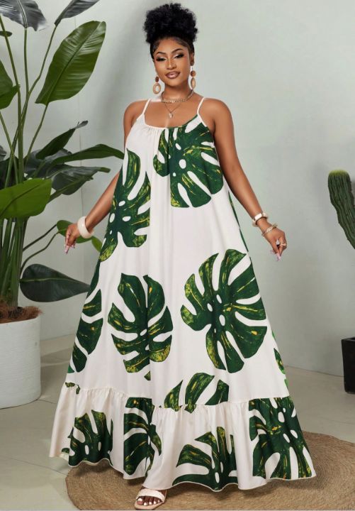 Curvy Women 2025 New Elegant Irregular Print Dress, Fashion Versatile Designer Spring Summer Outfit For Travel Sightseeing_ecoleips.com