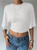 Women's Slim Fit Sweet & Spicy Summer Top - Chic Off-Shoulder Design With Waist Tie Detail_ecoleips.com