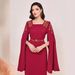 Women's Clothing Extra Long Sleeve Shoulder Seam Dress_ecoleips.com