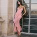 Women's Clothing New Style Temperament Sexy Backless Mesh Suspender Long Skirt Solid Color Slim Dress_ecoleips.com
