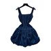 Summer Denim Suspender Dress for Women Korean Style Tulip Pattern Slimming Waist Cinching Elegant A-Line Skirt Hot Girl Niche Design_ecoleips.com