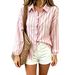 Striped Women's Shirt Loose Fitting Slimming Blouse Ruffled Trim Top for Business Casual Wear_ecoleips.com