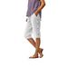 Women's High Waist Capri Pants Loose Fit Breathable Cotton Linen Blend Casual Trousers with Side Pockets And Seam Decoration_ecoleips.com