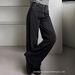 Women's High-Waisted Rhinestone Jeans Black Slimming Wide Leg Pants 25AW Style Washed Denim for Export Wholesale_ecoleips.com