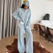 Women's Clothing Effortless Elegance: Loose Lapel Shirt & Wide-Leg Trousers Set – Bluish (S/M/L)_ecoleips.com
